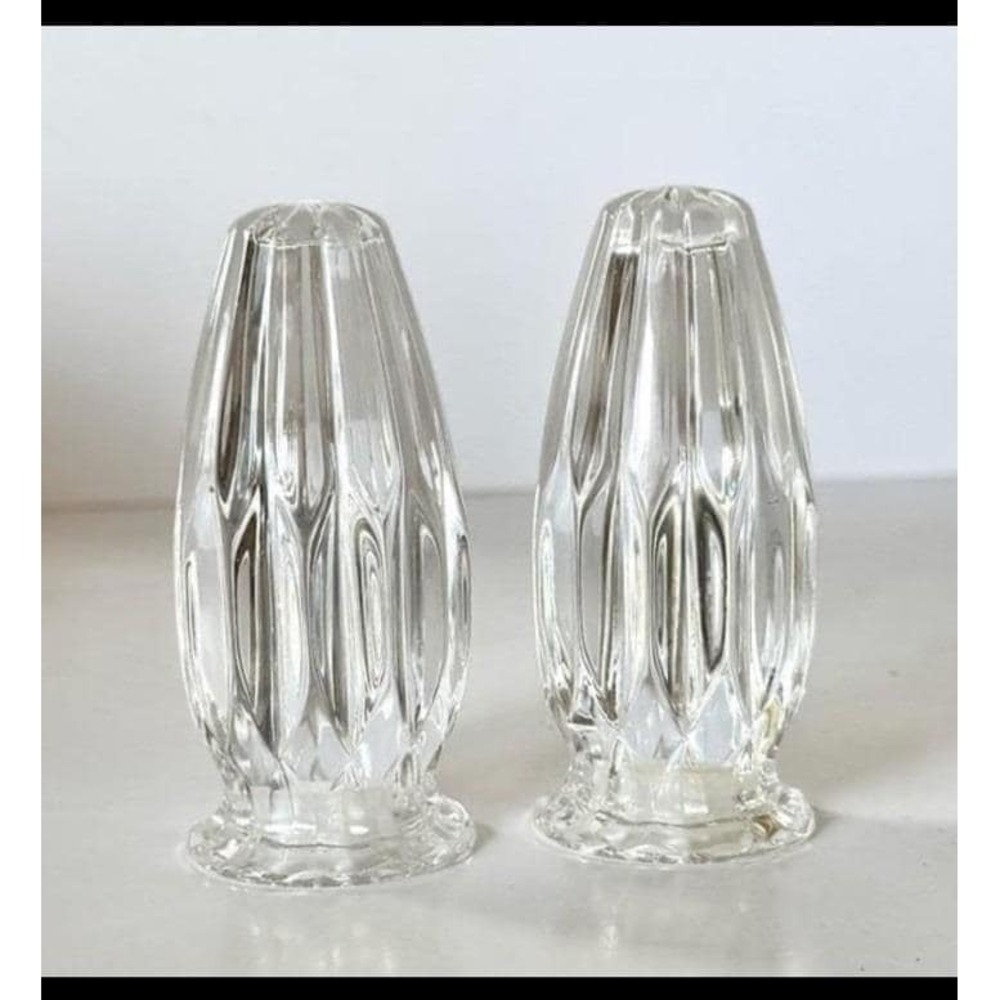 Mikasa Park Lane‎ Crystal Salt & Pepper Shaker Set 4" Tall Germany NWOT Vintage